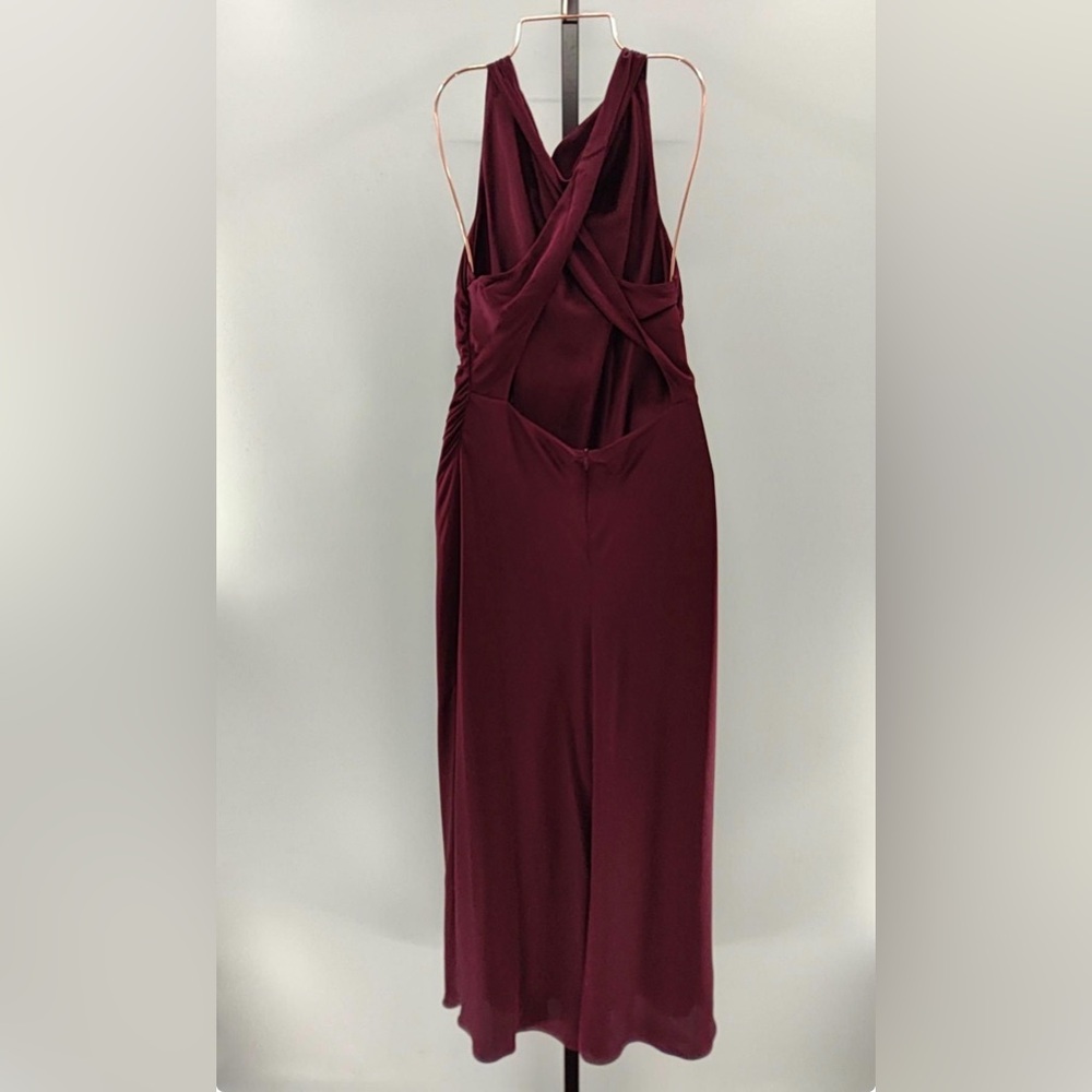 Quince Washable Silk High Neck MIDI Dress, Burgundy (Size Medium) - Picture 4 of 4